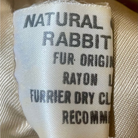 Dino Rocco Natural Genuine Rabbit Fur Size Small - Picture 5 of 6